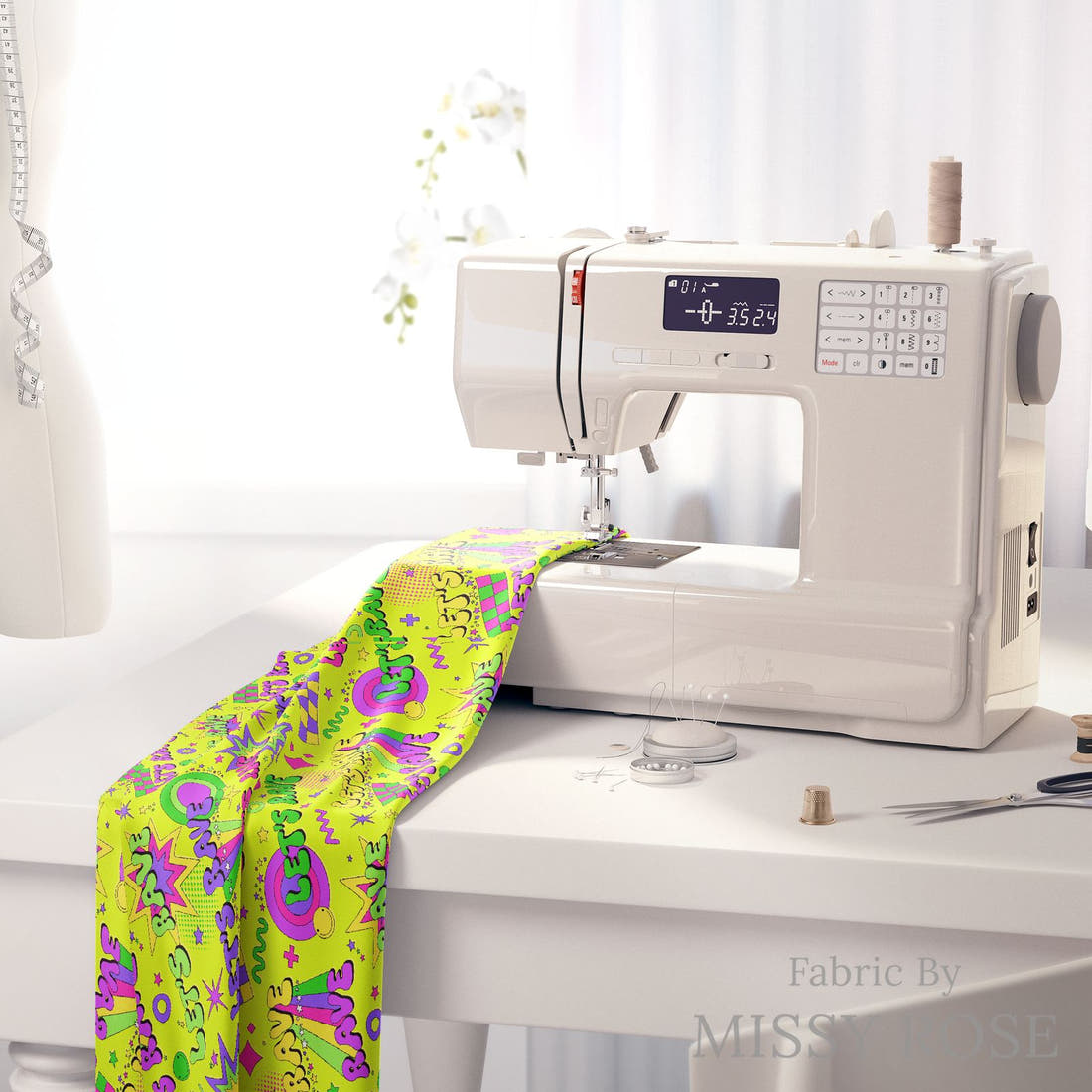 Studio Saturate Fabric 62 on a sewing machine - premium fabric for sewing projects | Fabric by Missy Rose