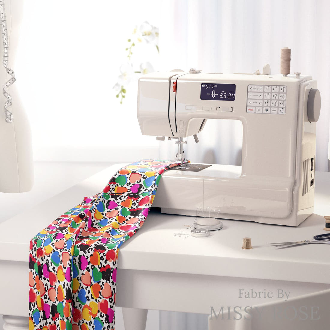 Studio Saturate Fabric 65 on a sewing machine - premium fabric for sewing projects | Fabric by Missy Rose