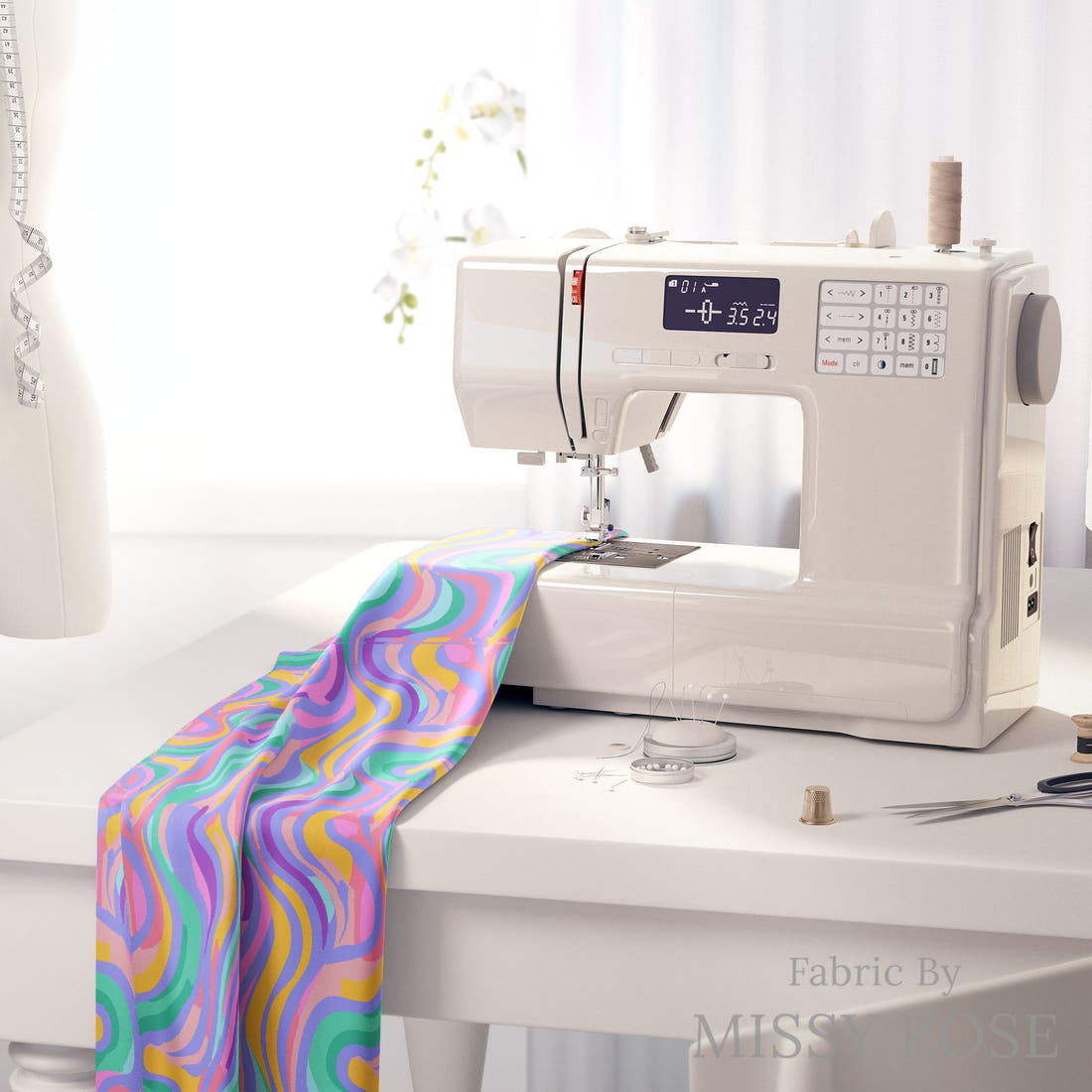 Studio Saturate Fabric 66 on a sewing machine - premium fabric for sewing projects | Fabric by Missy Rose