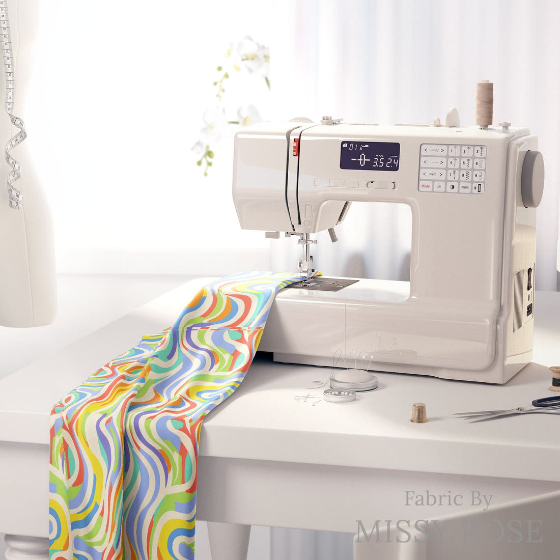 Studio Saturate Fabric 67 on a sewing machine - premium fabric for sewing projects | Fabric by Missy Rose