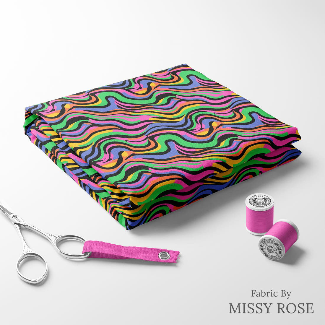 Studio Saturate Fabric 68 folded fabric stack with matching thread - pre-order fabric Australia | Fabric by Missy Rose