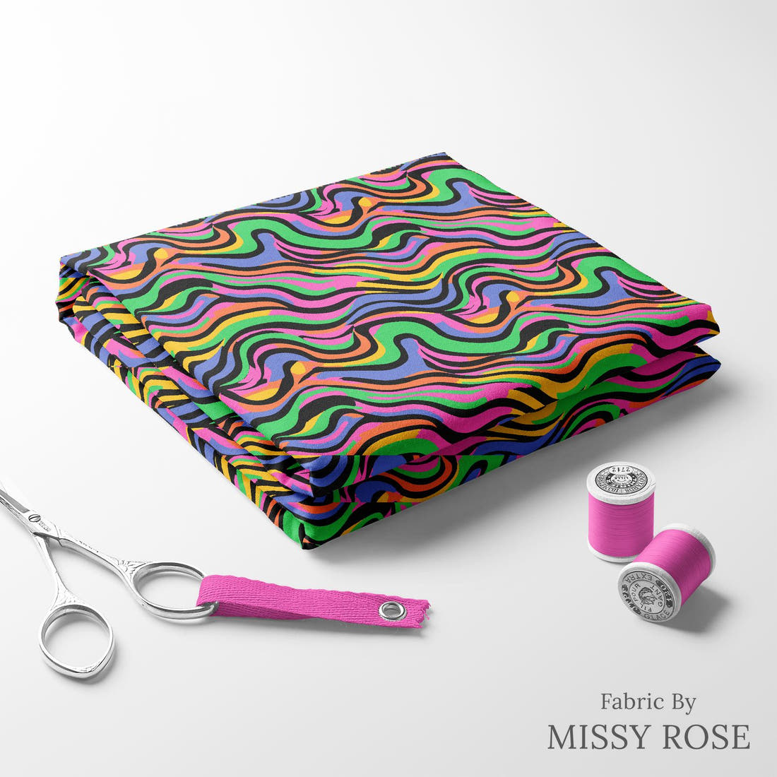 Studio Saturate Fabric 68 folded fabric stack with matching thread - pre-order fabric Australia | Fabric by Missy Rose