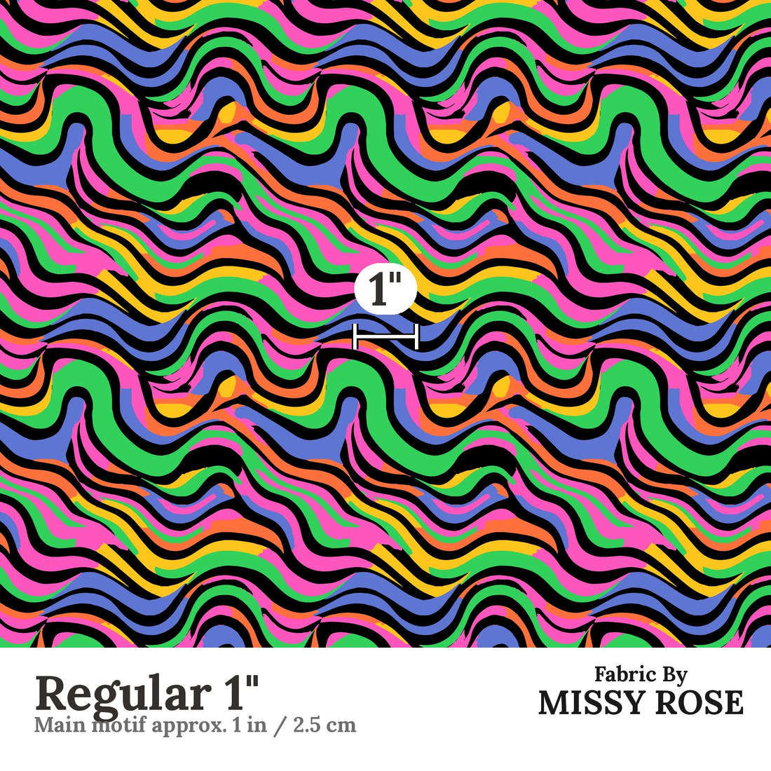 Studio Saturate Fabric 68 Regular 1 inch print scale guide | Fabric by Missy Rose
