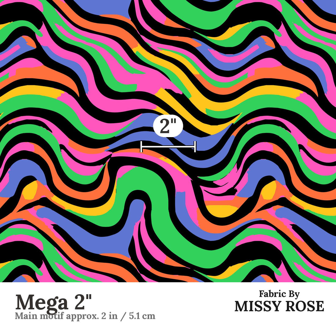Studio Saturate Fabric 68 Mega 2 inch print scale guide | Fabric by Missy Rose