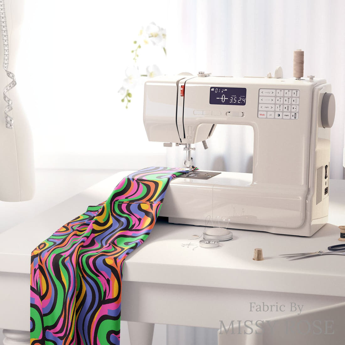 Studio Saturate Fabric 68 on a sewing machine - premium fabric for sewing projects | Fabric by Missy Rose