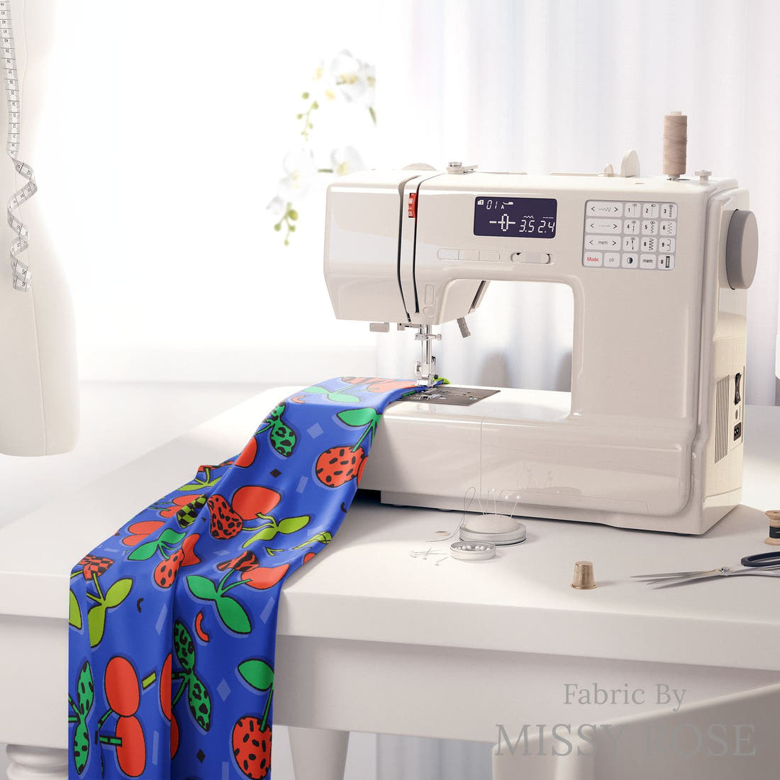Studio Saturate Fabric 70 on a sewing machine - premium fabric for sewing projects | Fabric by Missy Rose