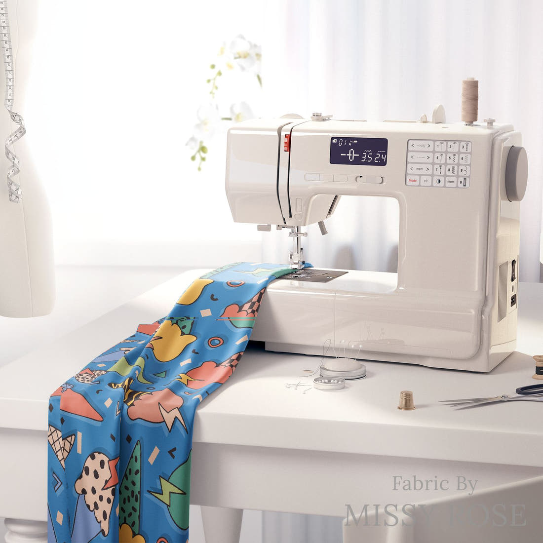 Studio Saturate Fabric 71 on a sewing machine - premium fabric for sewing projects | Fabric by Missy Rose