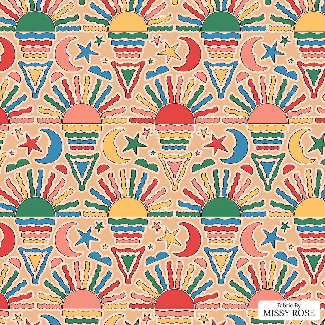 Studio Saturate Fabric 73 - flat view of the print, zoom in for detail | Fabric by Missy Rose