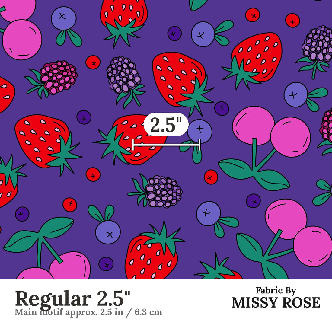 Studio Saturate Fabric 74 Regular 2.5 inch print scale guide | Fabric by Missy Rose