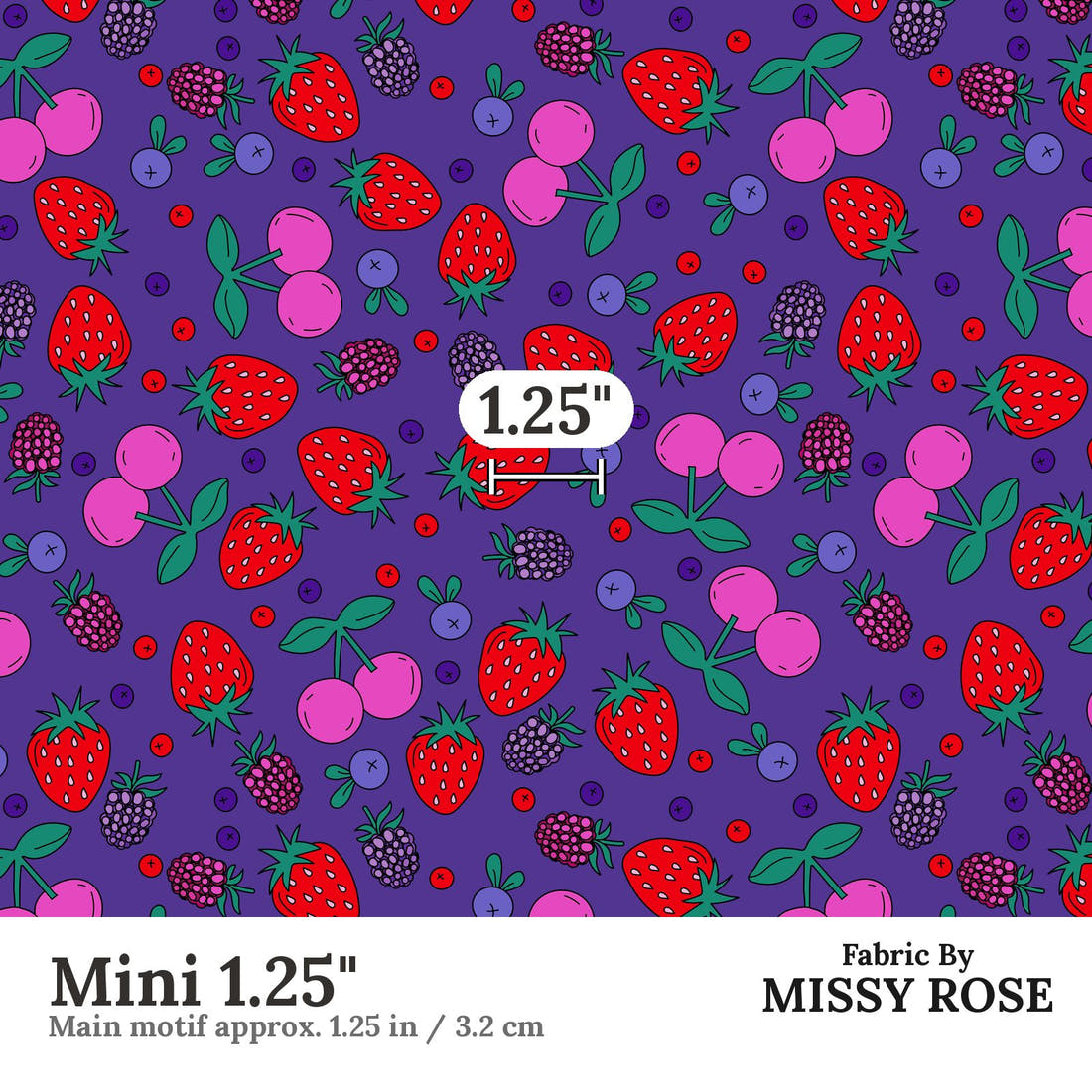 Studio Saturate Fabric 74 Mini 1.25 inch print scale guide | Fabric by Missy Rose