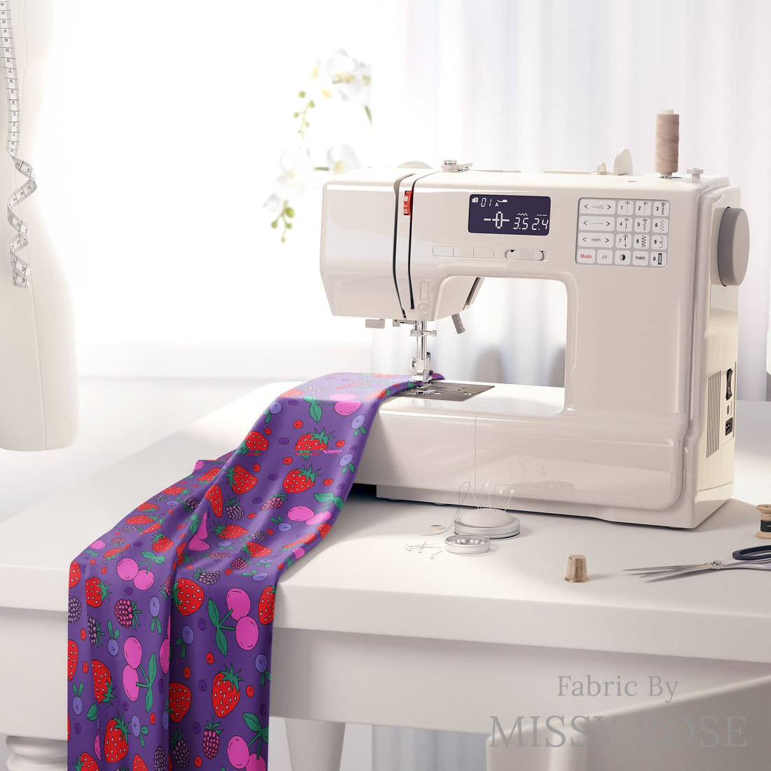 Studio Saturate Fabric 74 on a sewing machine - premium fabric for sewing projects | Fabric by Missy Rose