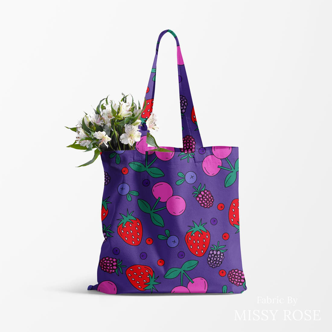 Studio Saturate Fabric 74 made up as a tote bag - see how the print looks made up | Fabric by Missy Rose