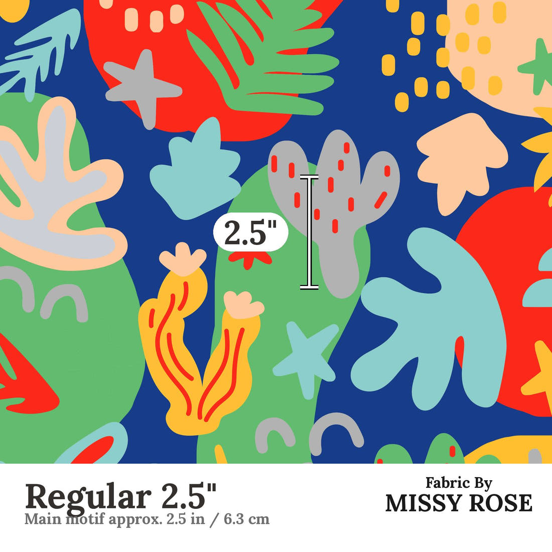 Studio Saturate Fabric 76 Regular 2.5 inch print scale guide | Fabric by Missy Rose
