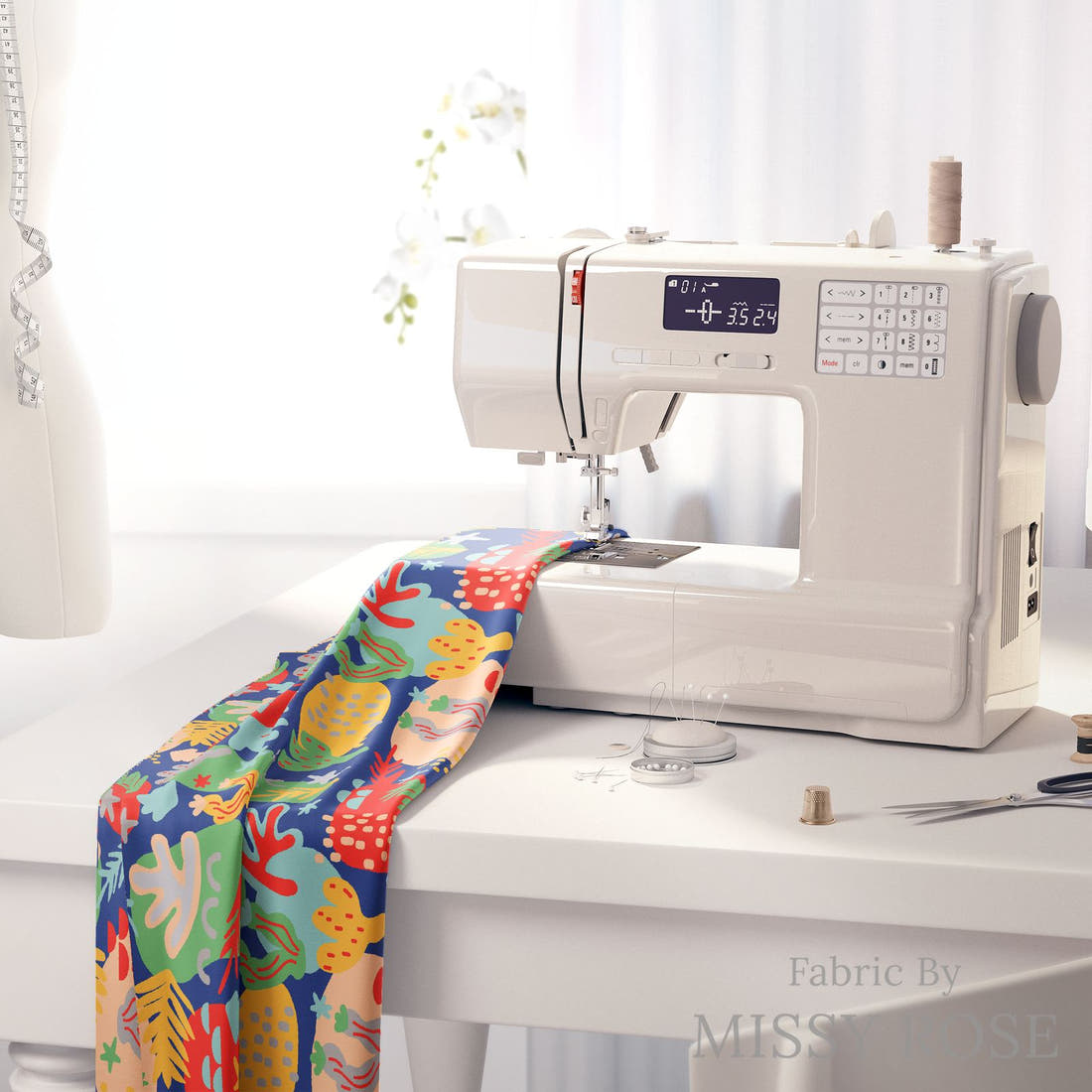 Studio Saturate Fabric 76 on a sewing machine - premium fabric for sewing projects | Fabric by Missy Rose
