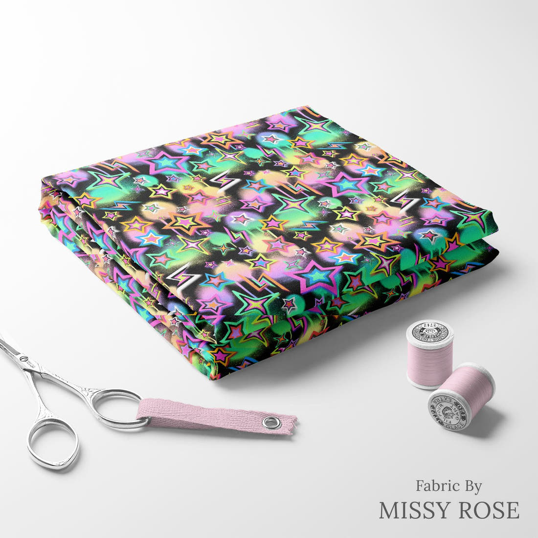 Studio Saturate Fabric 77 folded fabric stack with matching thread - pre-order fabric Australia | Fabric by Missy Rose