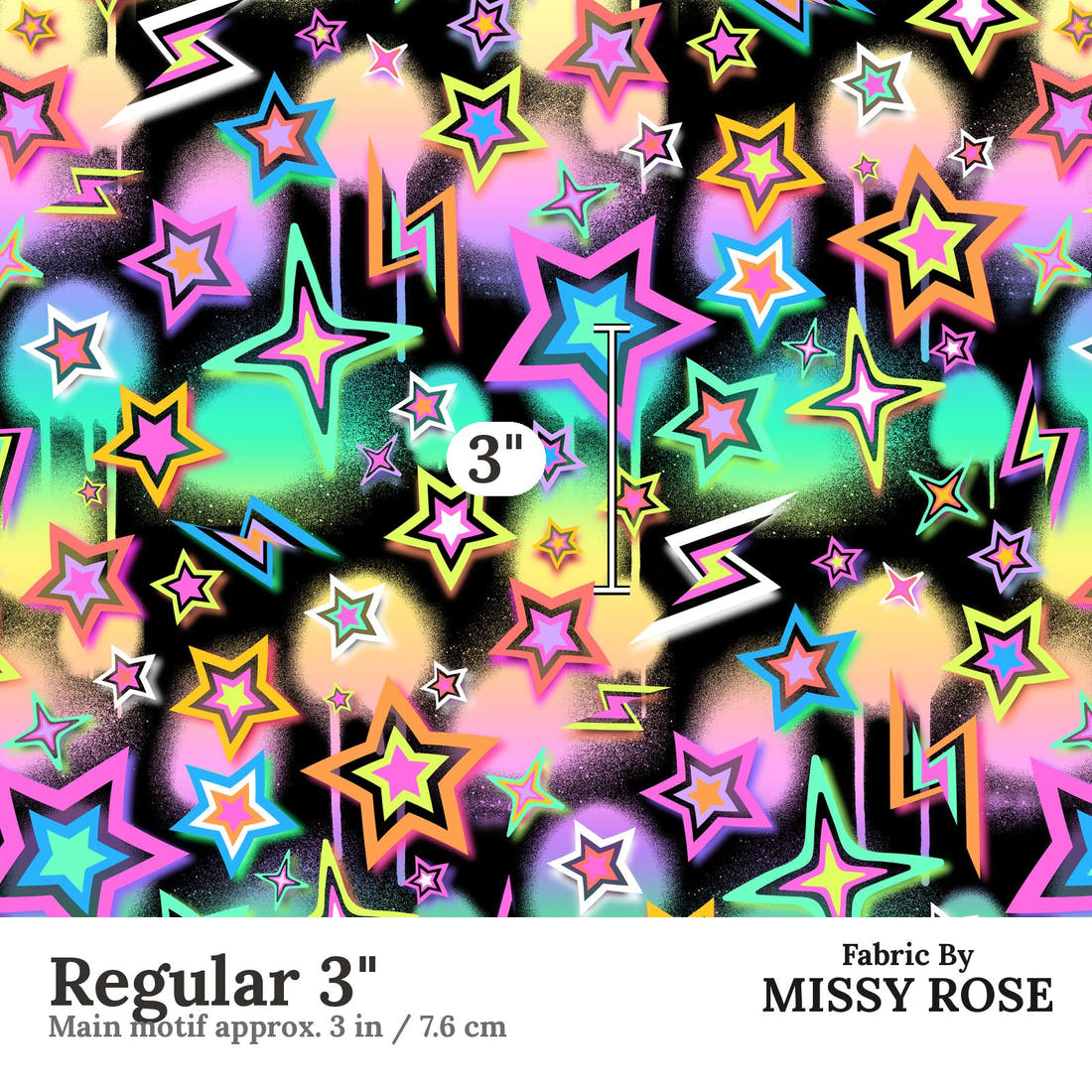 Studio Saturate Fabric 77 Regular 3 inch print scale guide | Fabric by Missy Rose