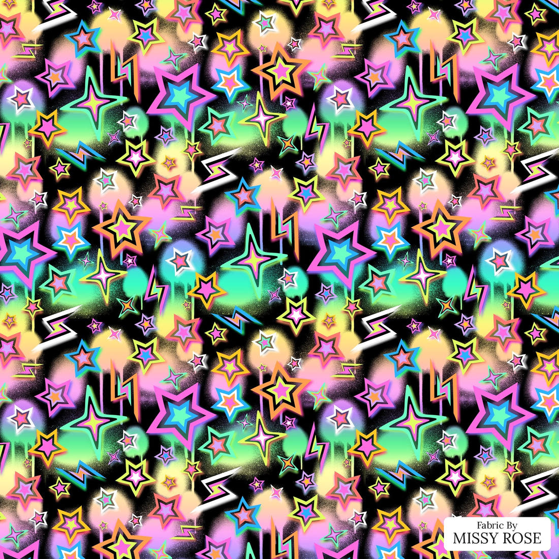 Studio Saturate Fabric 77 - flat view of the print, zoom in for detail | Fabric by Missy Rose