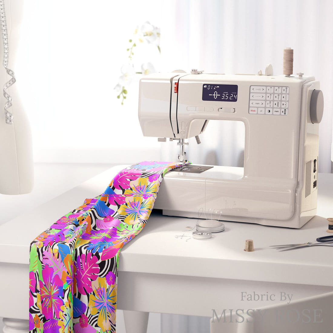 Studio Saturate Fabric 78 on a sewing machine - premium fabric for sewing projects | Fabric by Missy Rose