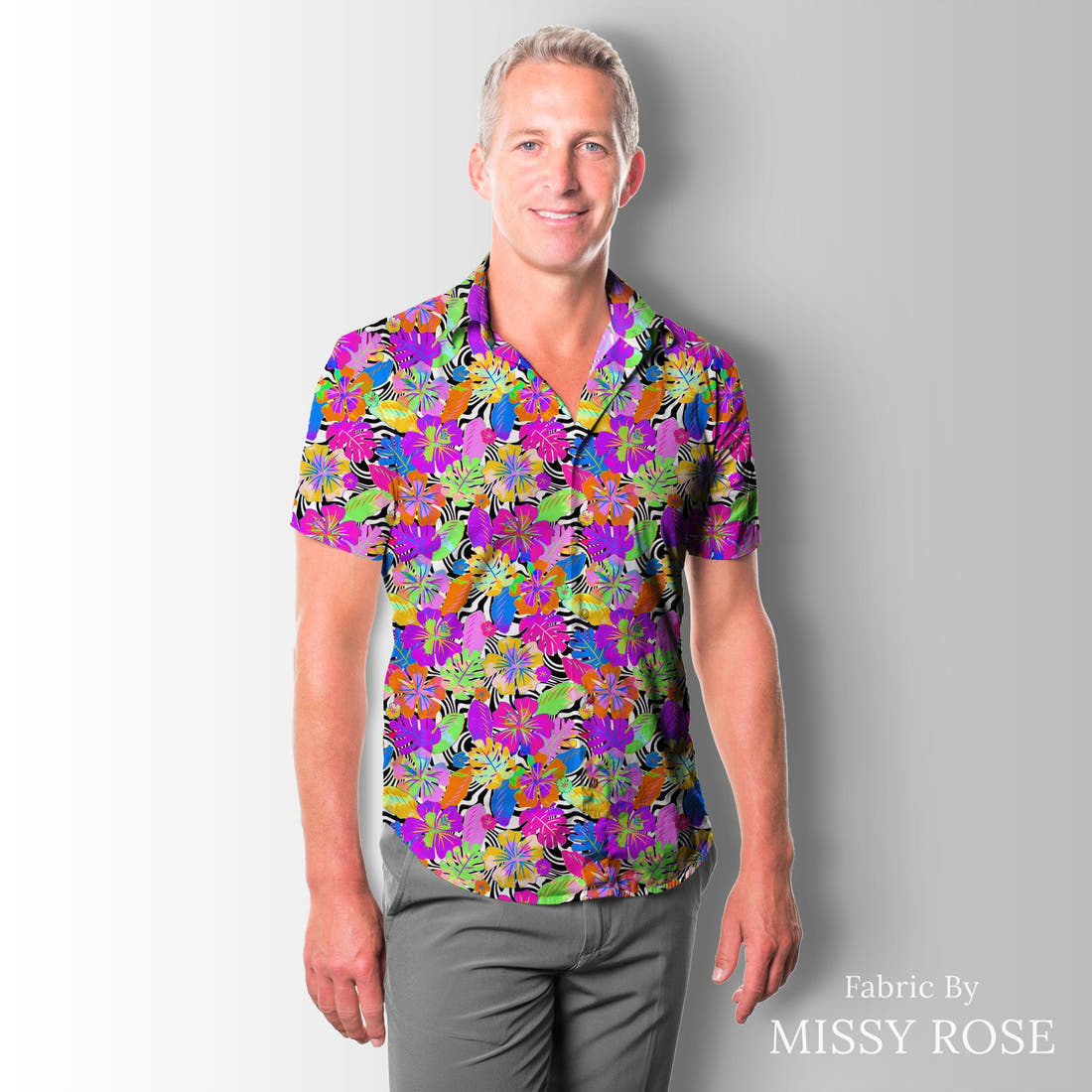 Studio Saturate Fabric 78 sewn into a men's shirt - see how the print looks made up | Fabric by Missy Rose