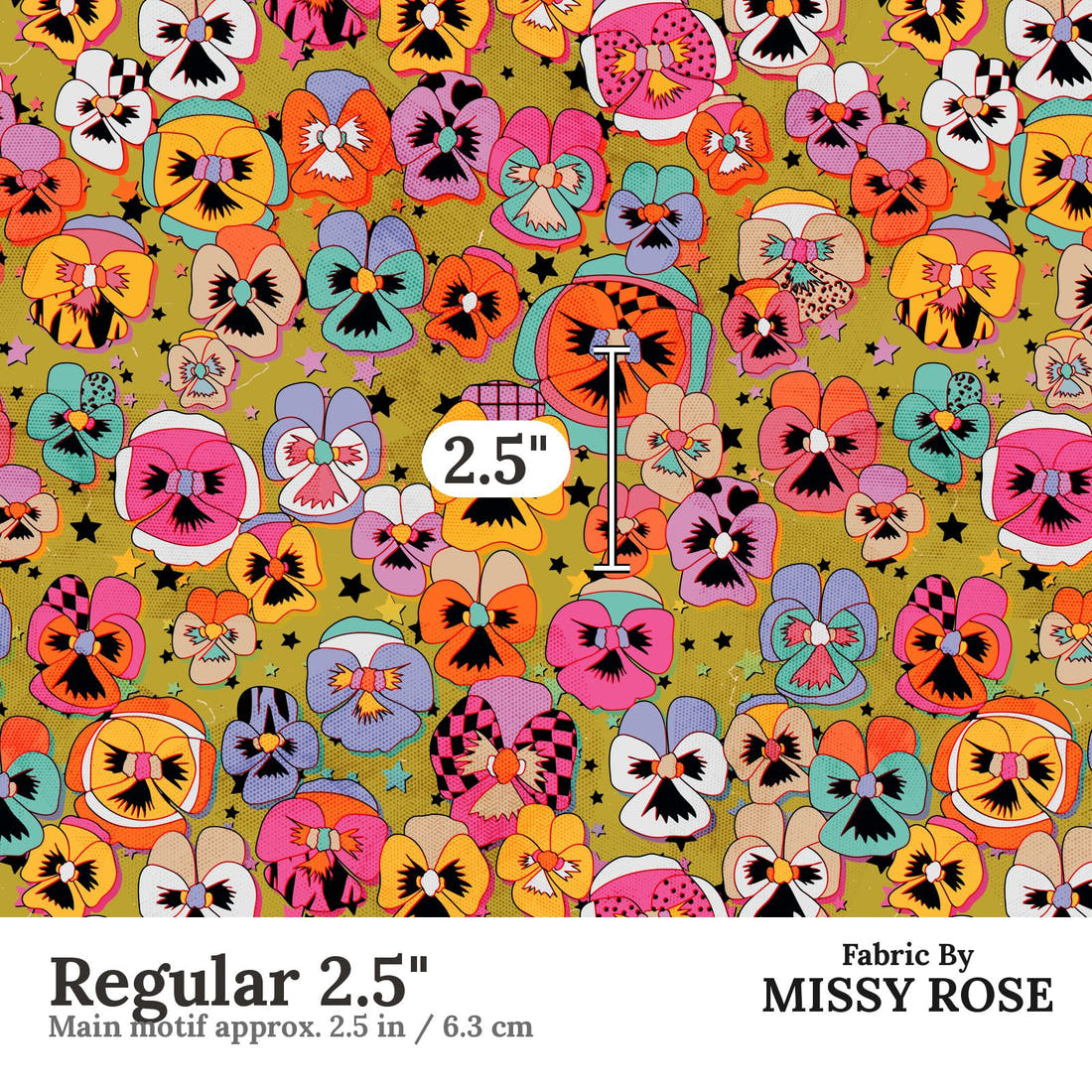 Studio Saturate Fabric 79 Regular 2.5 inch print scale guide | Fabric by Missy Rose