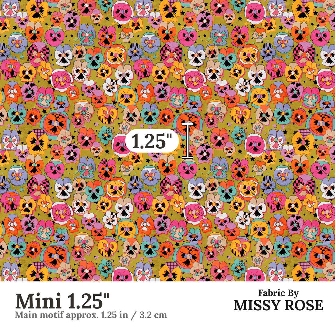 Studio Saturate Fabric 79 Mini 1.25 inch print scale guide | Fabric by Missy Rose