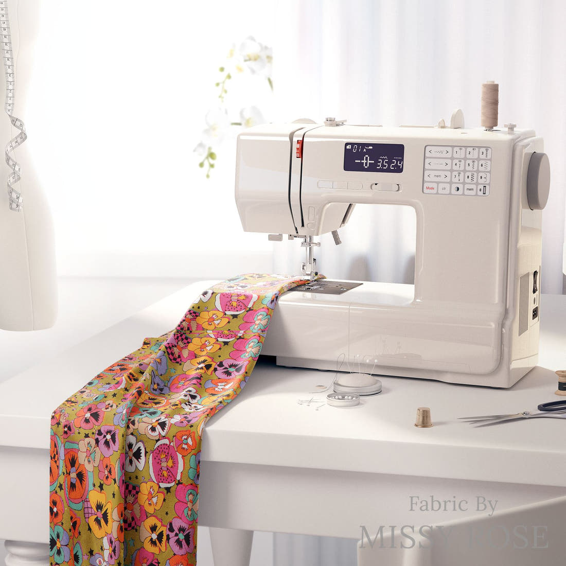 Studio Saturate Fabric 79 on a sewing machine - premium fabric for sewing projects | Fabric by Missy Rose