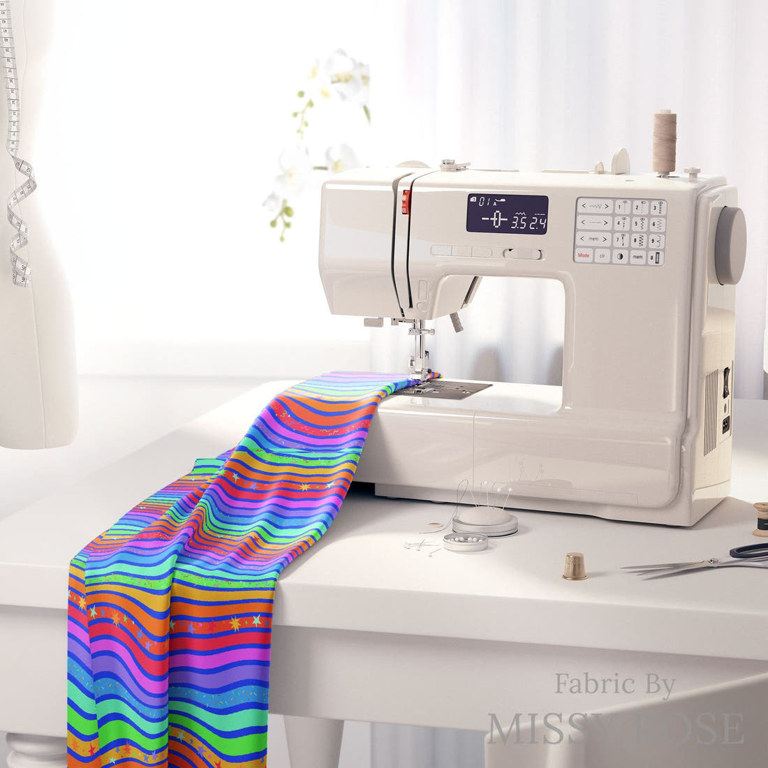 Studio Saturate Fabric 80 on a sewing machine - premium fabric for sewing projects | Fabric by Missy Rose