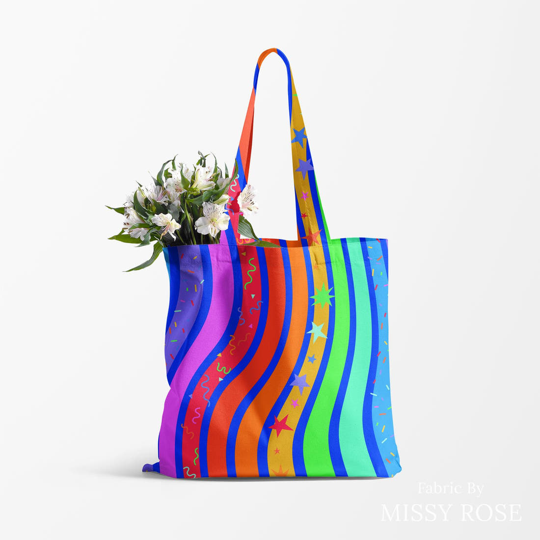 Studio Saturate Fabric 80 made up as a tote bag - see how the print looks made up | Fabric by Missy Rose