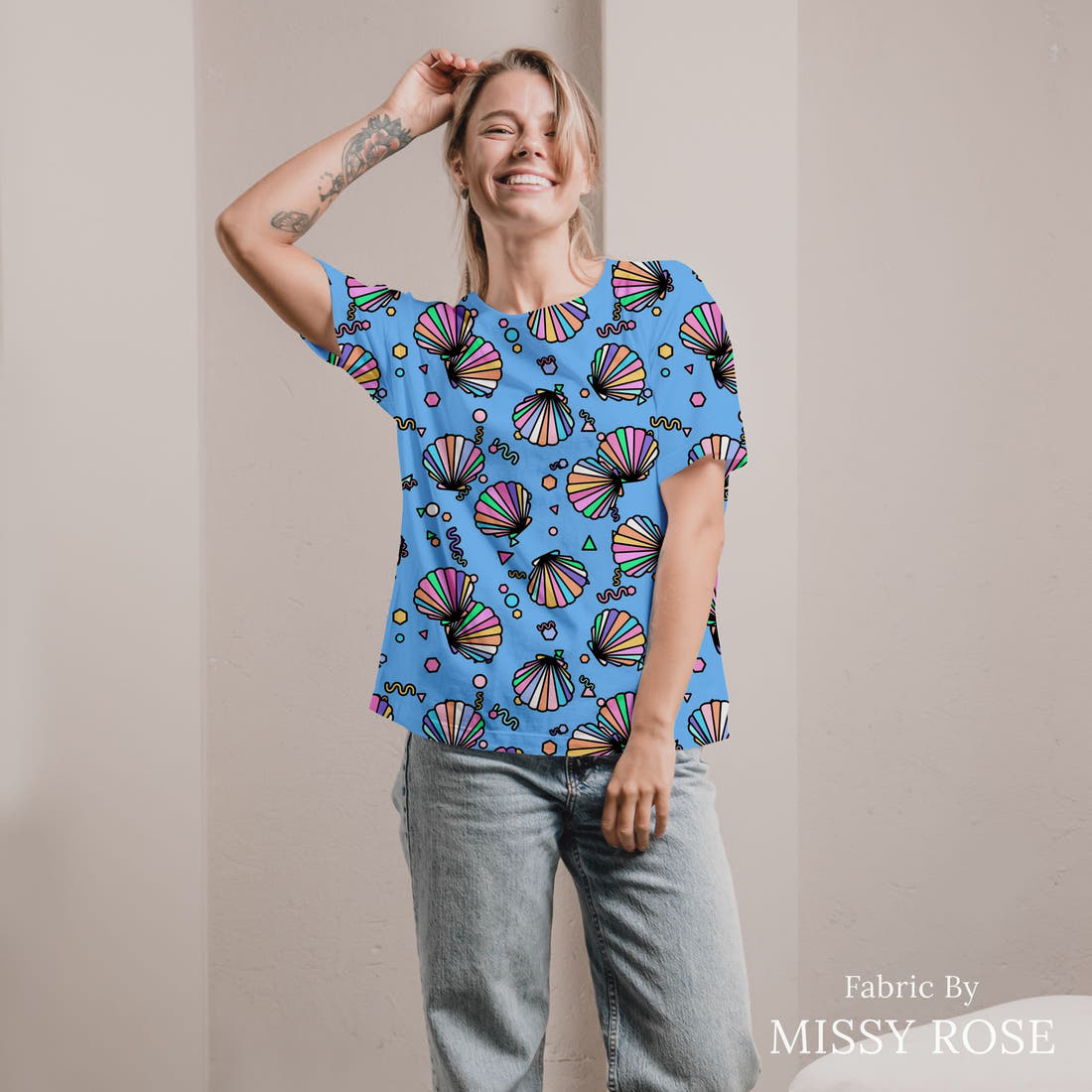 Studio Saturate Fabric 81 sewn into an all-over print shirt - see how the print looks made up | Fabric by Missy Rose