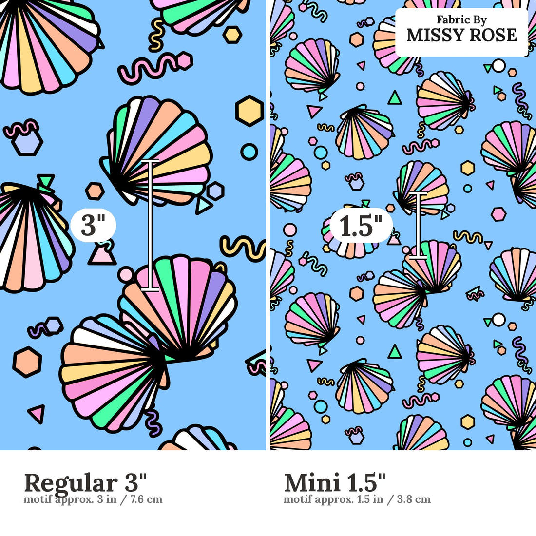 Studio Saturate Fabric 81 Regular 3 inch vs Mini 1.5 inch print scale side by side | Fabric by Missy Rose