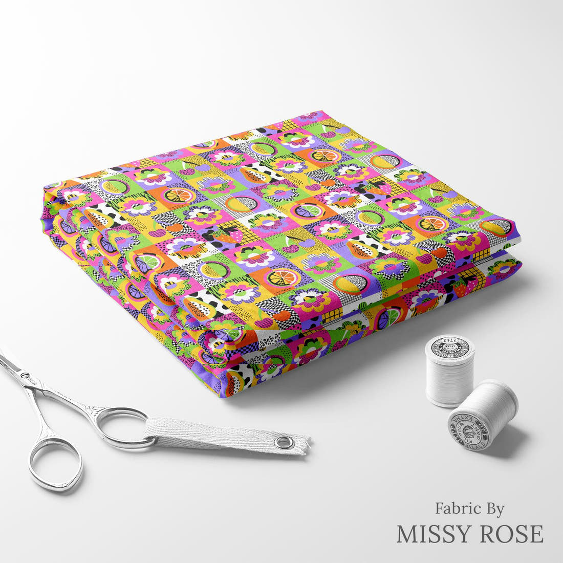 Studio Saturate Fabric 82 folded fabric stack with matching thread - pre-order fabric Australia | Fabric by Missy Rose