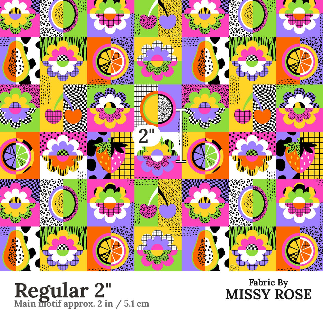 Studio Saturate Fabric 82 Regular 2 inch print scale guide | Fabric by Missy Rose