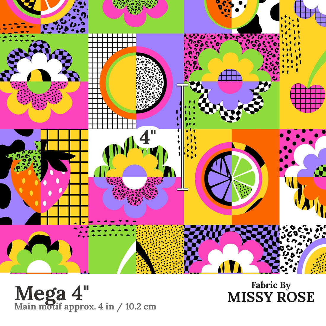 Studio Saturate Fabric 82 Mega 4 inch print scale guide | Fabric by Missy Rose