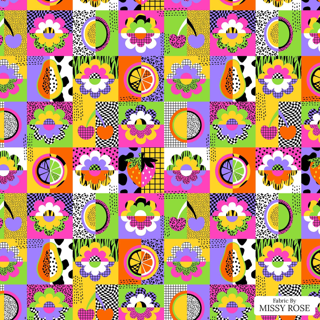 Studio Saturate Fabric 82 - flat view of the print, zoom in for detail | Fabric by Missy Rose