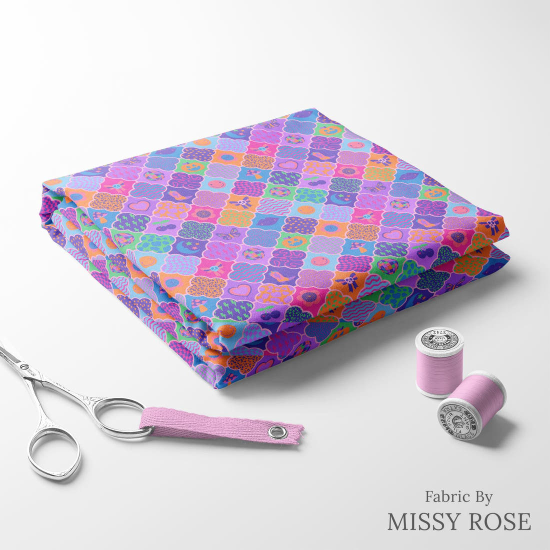 Studio Saturate Fabric 83 folded fabric stack with matching thread - pre-order fabric Australia | Fabric by Missy Rose