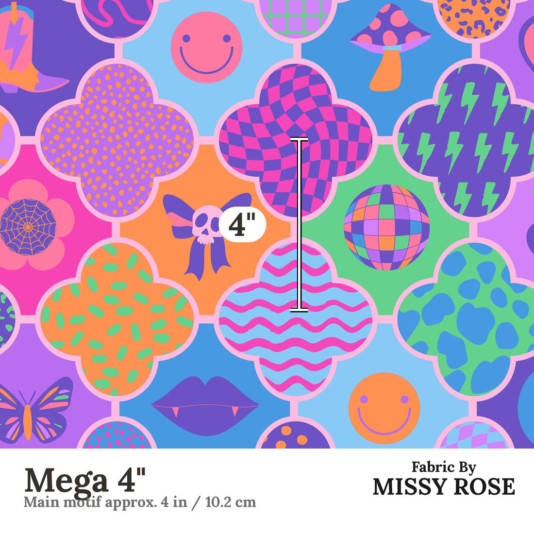 Studio Saturate Fabric 83 Mega 4 inch print scale guide | Fabric by Missy Rose