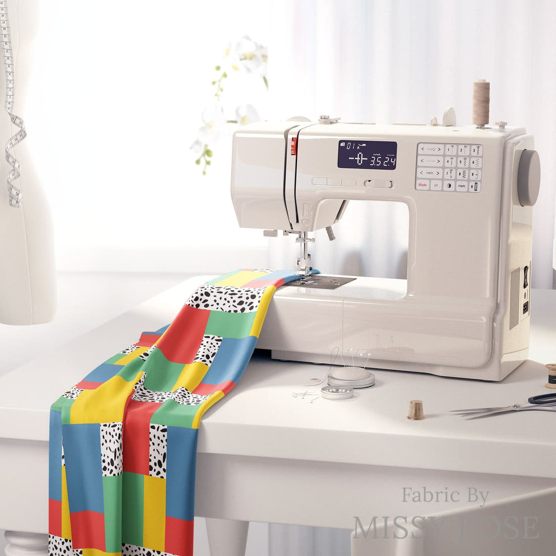 Studio Saturate Fabric 84 on a sewing machine - premium fabric for sewing projects | Fabric by Missy Rose