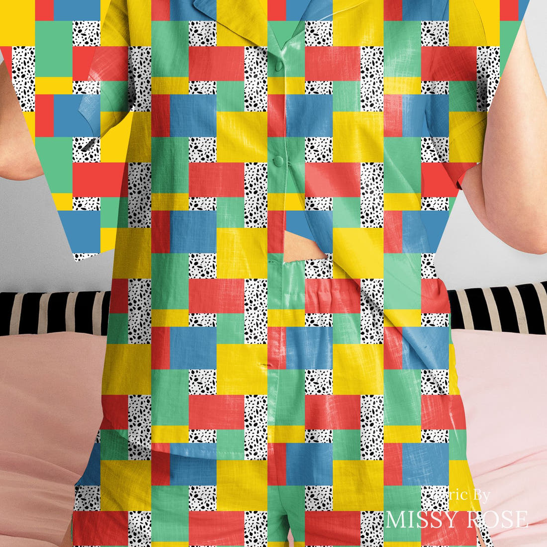Studio Saturate Fabric 84 sewn into a women's pyjama set - see how the print looks made up | Fabric by Missy Rose