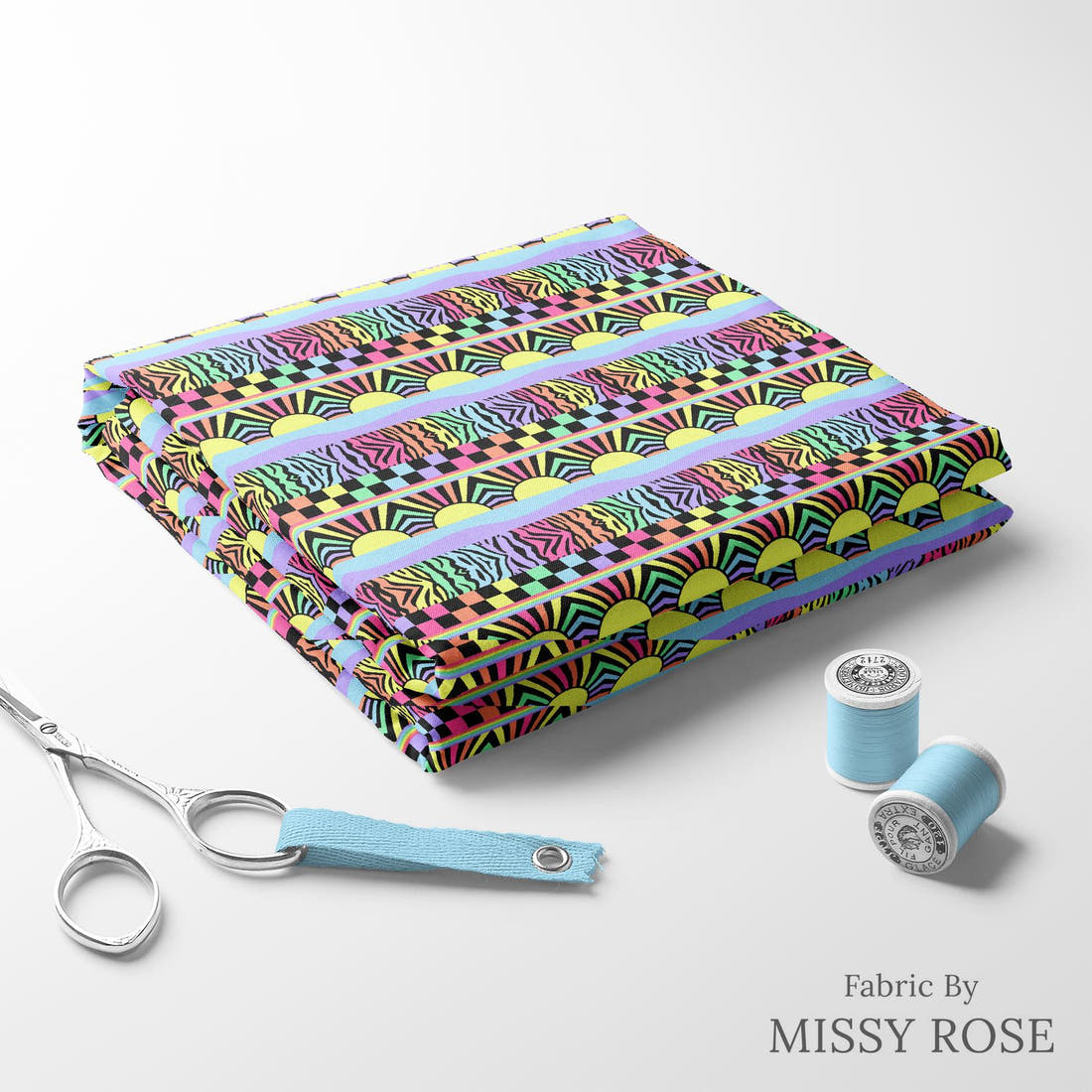 Studio Saturate Fabric 85 folded fabric stack with matching thread - pre-order fabric Australia | Fabric by Missy Rose