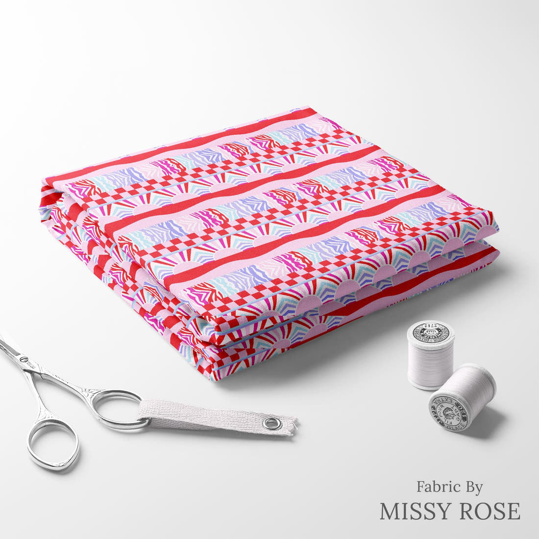 Studio Saturate Fabric 86 folded fabric stack with matching thread - pre-order fabric Australia | Fabric by Missy Rose