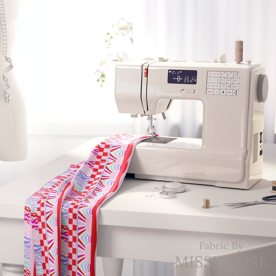Studio Saturate Fabric 86 on a sewing machine - premium fabric for sewing projects | Fabric by Missy Rose
