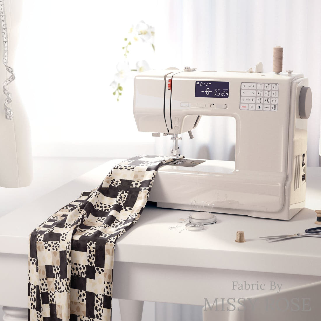 Studio Saturate Fabric 87 on a sewing machine - premium fabric for sewing projects | Fabric by Missy Rose