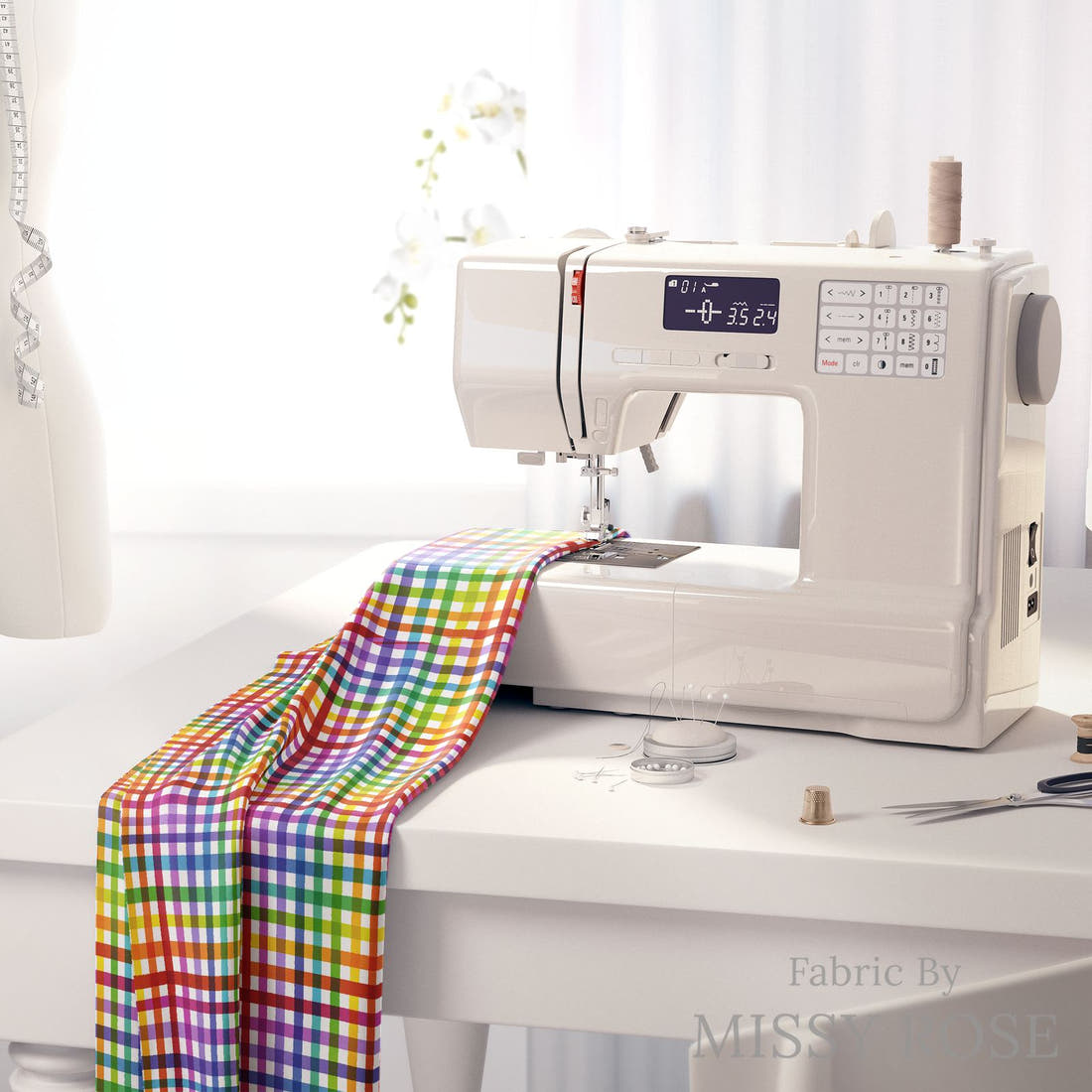 Studio Saturate Fabric 89 on a sewing machine - premium fabric for sewing projects | Fabric by Missy Rose