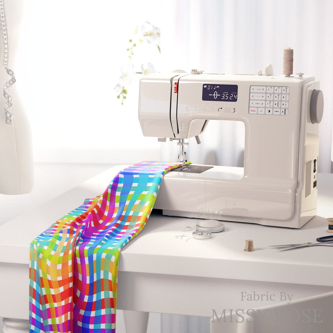 Studio Saturate Fabric 90 on a sewing machine - premium fabric for sewing projects | Fabric by Missy Rose