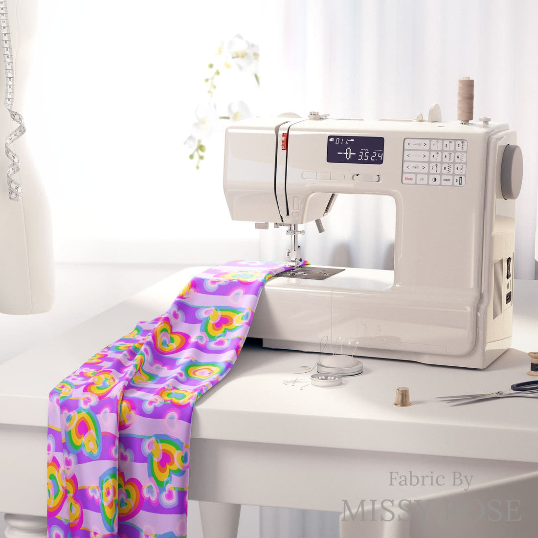 Studio Saturate Fabric 91 on a sewing machine - premium fabric for sewing projects | Fabric by Missy Rose