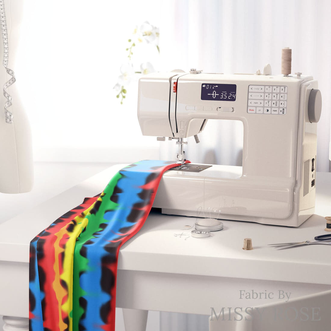 Studio Saturate Fabric 92 on a sewing machine - premium fabric for sewing projects | Fabric by Missy Rose