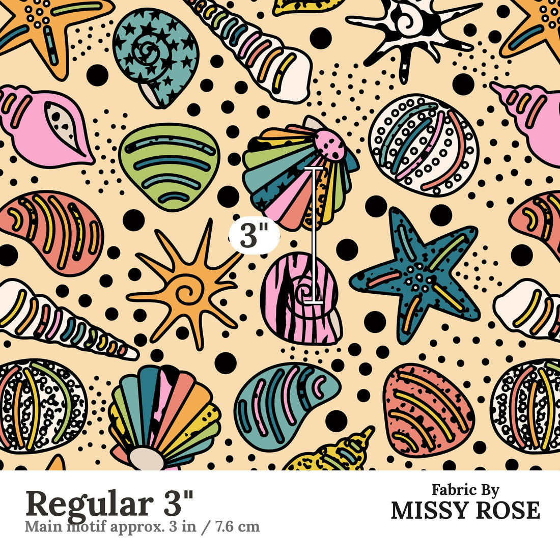 Studio Saturate Fabric 94 Regular 3 inch print scale guide | Fabric by Missy Rose