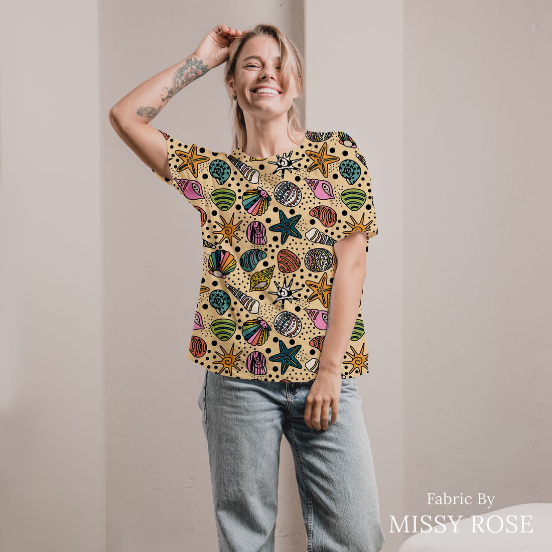 Studio Saturate Fabric 94 sewn into an all-over print shirt - see how the print looks made up | Fabric by Missy Rose