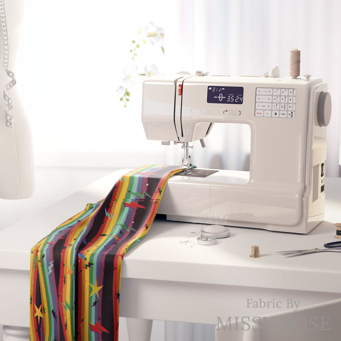 Studio Saturate Fabric 96 on a sewing machine - premium fabric for sewing projects | Fabric by Missy Rose