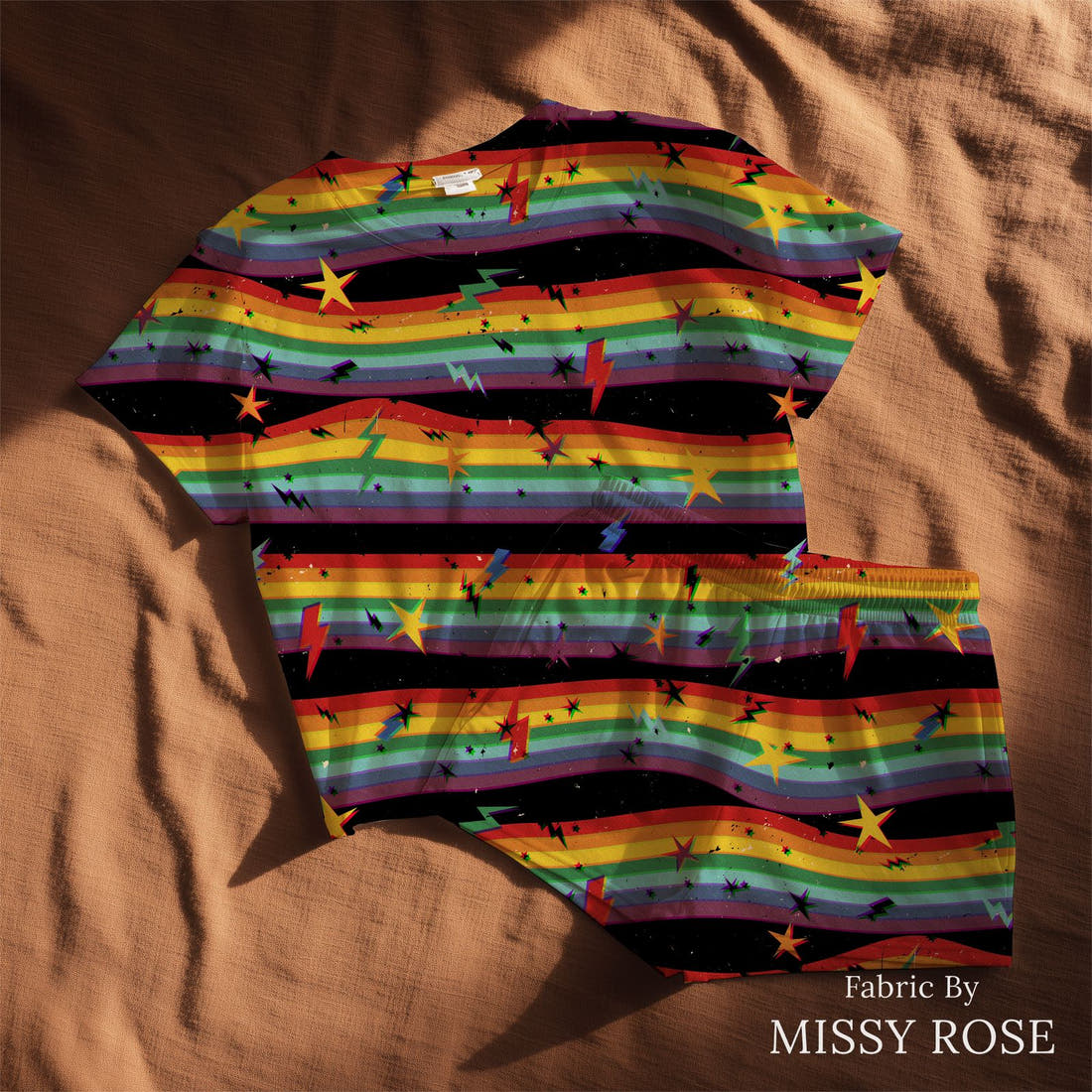 Studio Saturate Fabric 96 sewn into a lounge set - see how the print looks made up | Fabric by Missy Rose